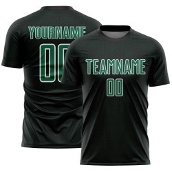 Kelly Black Jersey Sports Uniform Custom Sublimation Geometric Soccer Green-White Shape