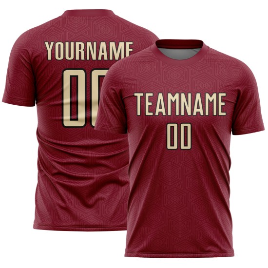 Shape Sublimation Geometric Custom Soccer Sports Uniform Cream-Black Jersey Crimson